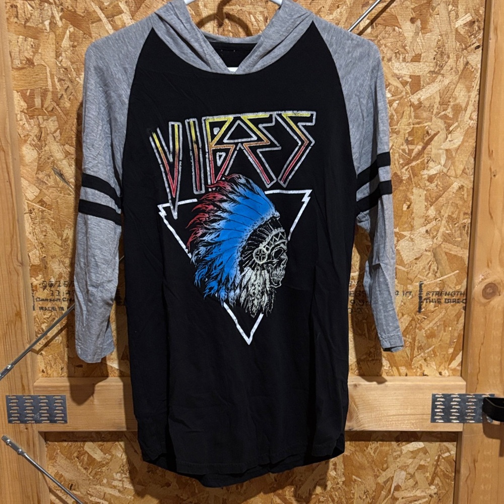 Vibe Black and Gray Long Sleeve Tee with Graphic